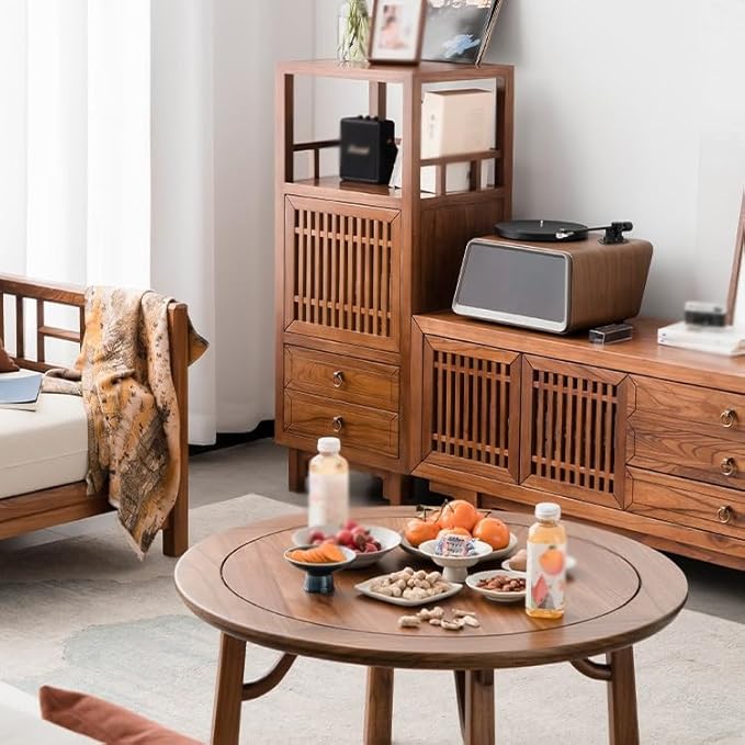 Rustic Side Table Chinese Style Wooden Sofa Side Table TV Cabinet Living Room - Image 2