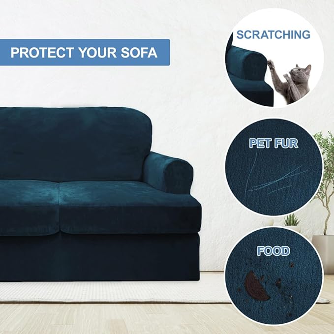 CUCRAF Cushion Sofa Cover 3 Piece Slipcovers, Soft Thick Velvet Couch Cover - Image 4
