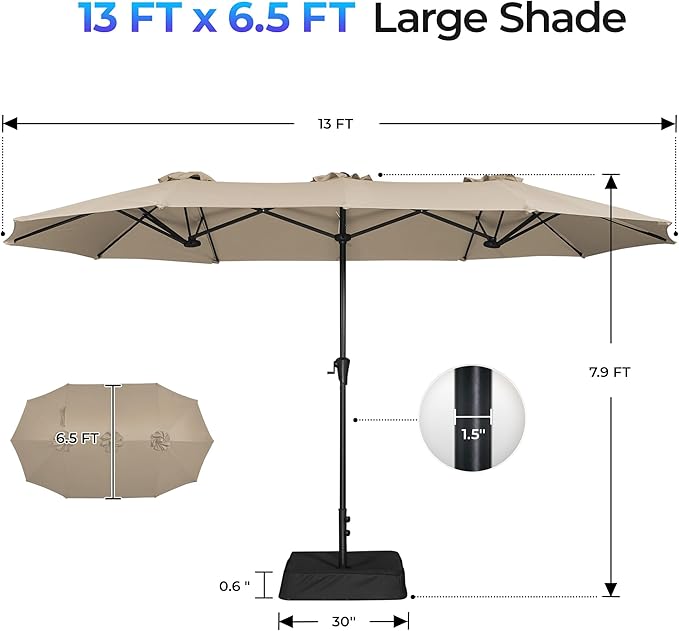 SUPERJARE 13FT Outdoor Patio Umbrella - Image 8