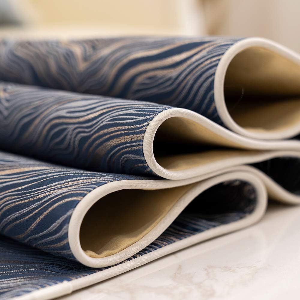 Avigers 12 x 72 Inch Decorative Luxury Abstract Striped Navy Blue Table Runners with Tassels for Home Living Room Bedroom Art Decor Wedding