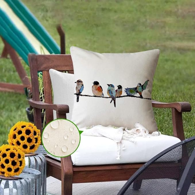 RABUSOFA Outdoor Pillow Covers 24x24 Inch, Outdoor Bird Lumbar Throw Pillow - Image 4