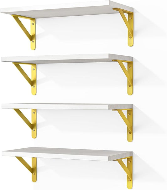 Fixwal White Shelves, Wood Wall Floating Mounted Shelves by Fixwal