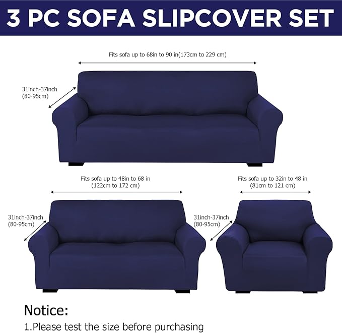 Peryiter 3 Pcs Couch and Loveseat Covers Set Sofa Cover - Image 2