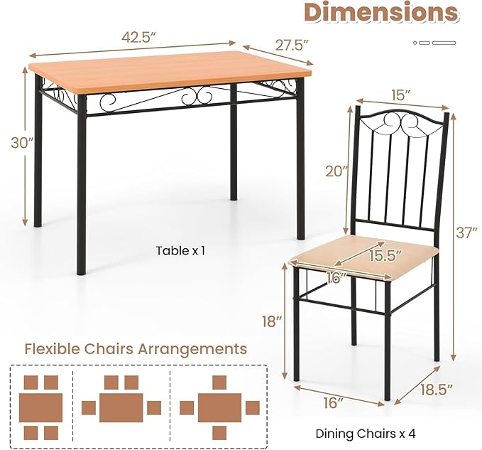 NAFORT 5-Piece Vintage Rectangular Table Set - Image 7