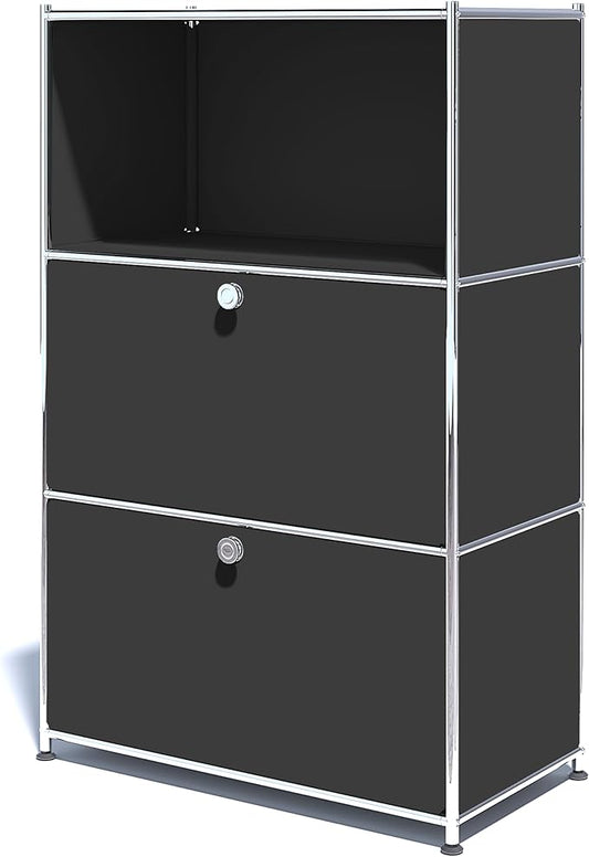 Metal Shelf with 2 Flap Doors, Large Capacity Cabinet, DIY Modern Home by SIMPLINK