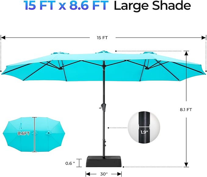 SUPERJARE 15FT Outdoor Patio Umbrella - Image 8