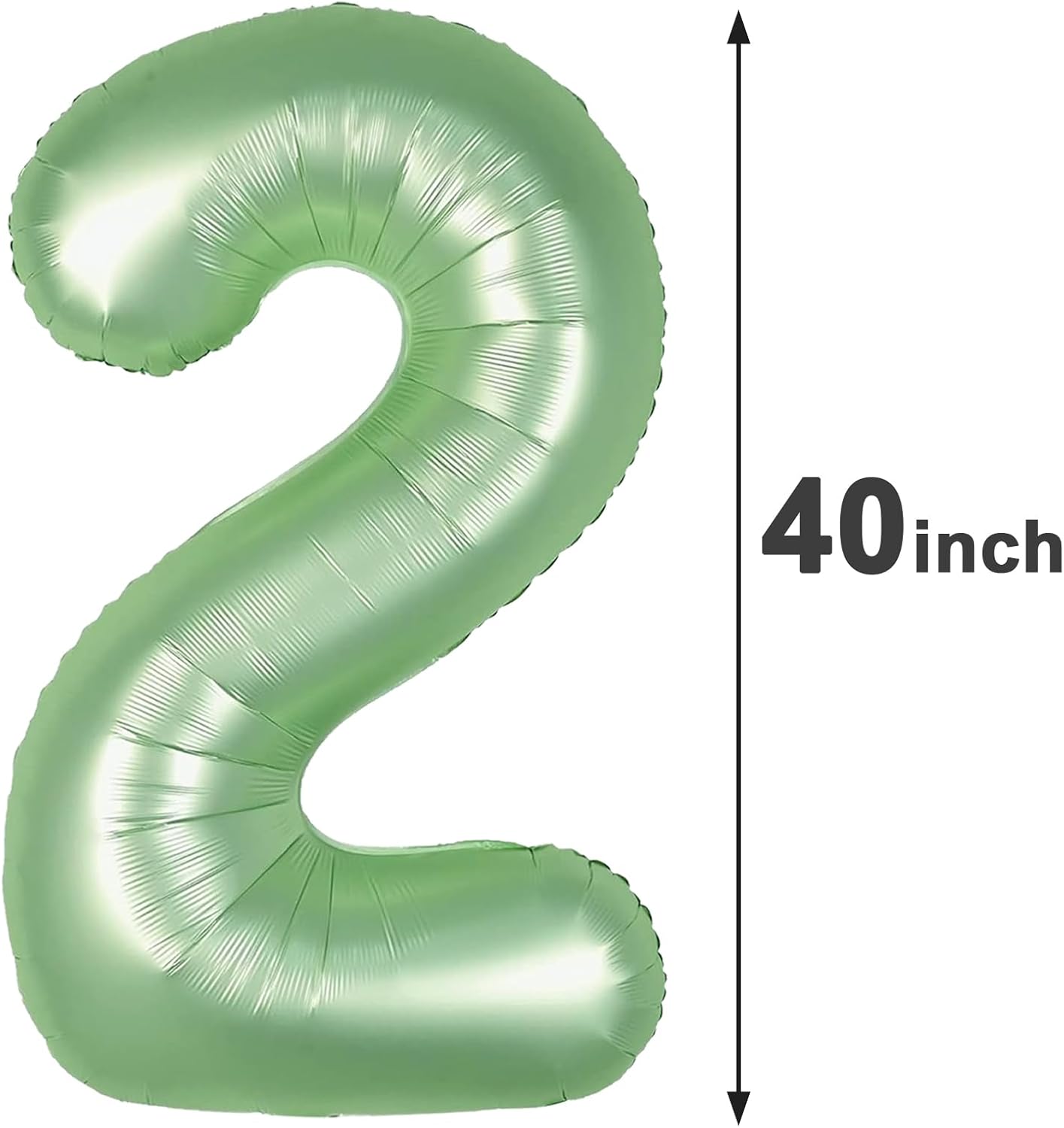 Sage Green 40 Inch Big Number Balloon Birthday Decoration, Number 2 Helium Balloon 12 20 22 23 24 26 2026 New Years Celebration, Boy Girl Baby Anniversary Party Graduations Supplies Decorations