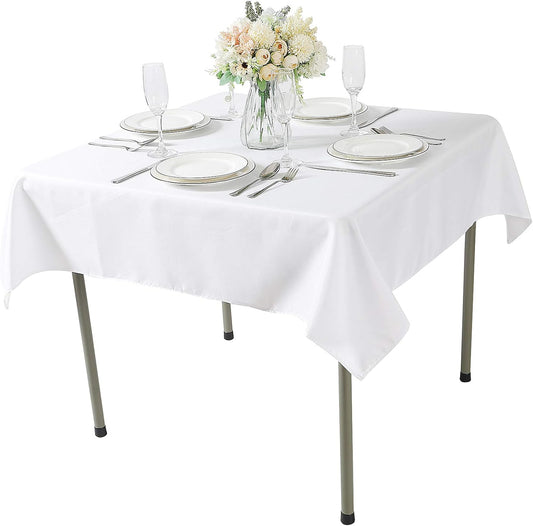 CupuamonSquare Tablecloth 70x70 inch Washable Polyester Fabric Table Cloth for Wedding Party Dining Banquet Decoration（70x70,White）