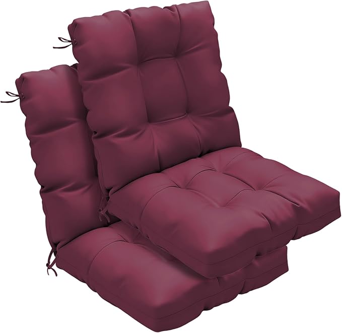 Outdoor Chair Cushions Set of 2, High Back Soft Seat Pad by zanwuhwyd