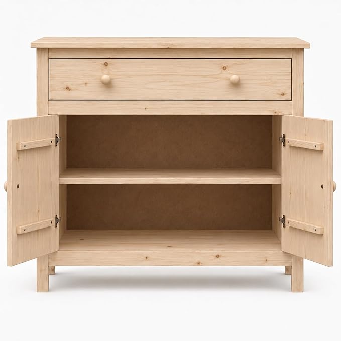 From the Tree Furniture 44" Wide Solid Pine Shaker Sideboard Buffet Cabinet — 2 - Image 5