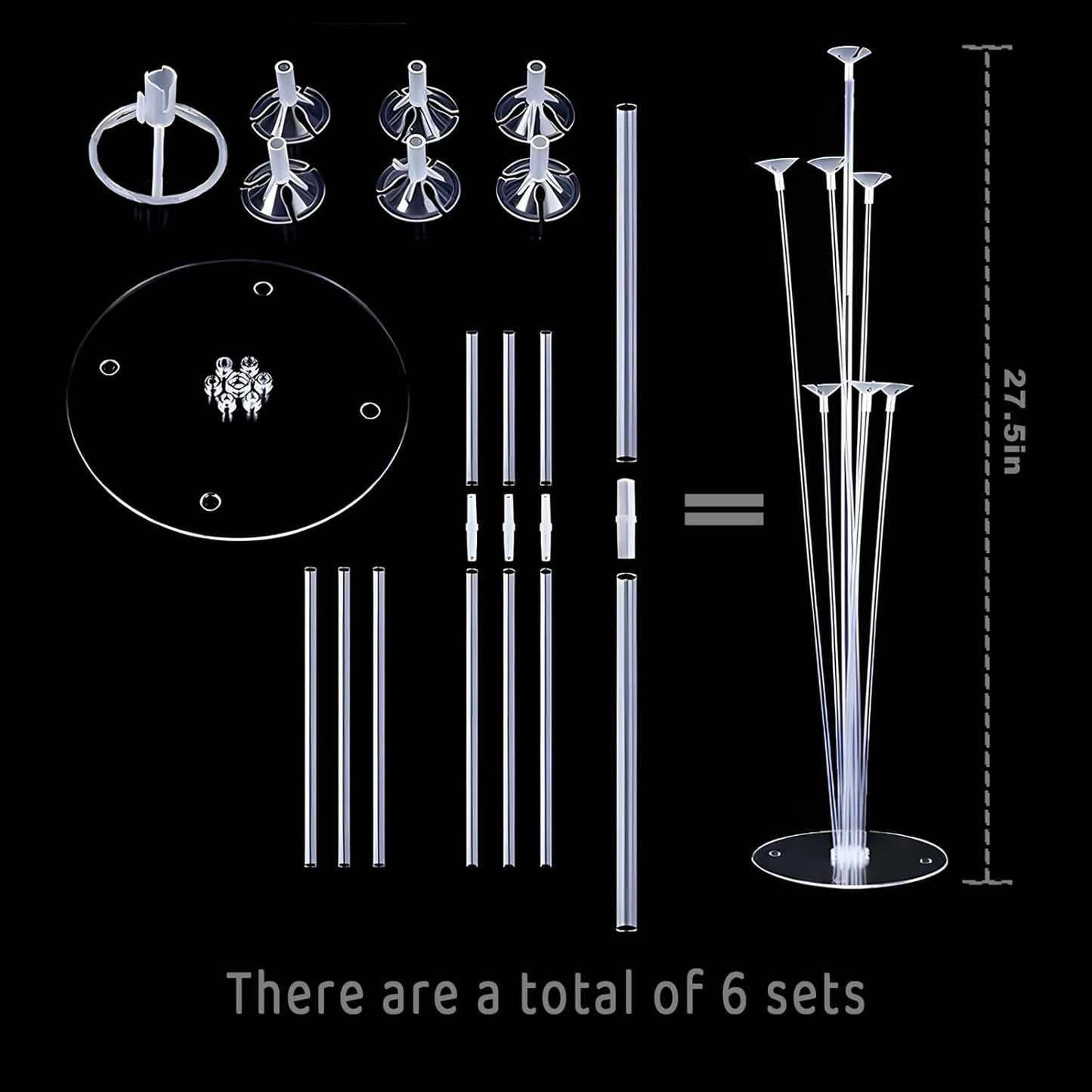 6pcs Balloon Stands Kit Table Centerpiece Table Decorations for Anniversary Birthday Wedding Graduation Retirement Party Decorations (Silver Navy)