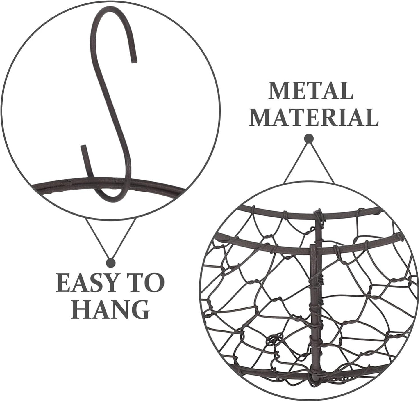 Air Plants Holders Wire Wreath Frame Hanger, 11 inch Moon Shape Wreath Form Hanging Plant Holder Metal Hanging Orchid Planter Plant Basket Holder, Succulent Wire Wreath Frame with Hook