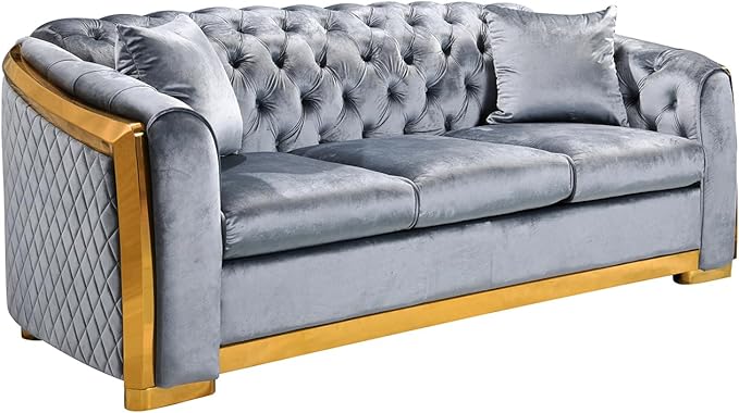 WinJoy 84 Inch Velvet Sofa Set for Living Room, 3 Seat Modern & Luxury - Image 7