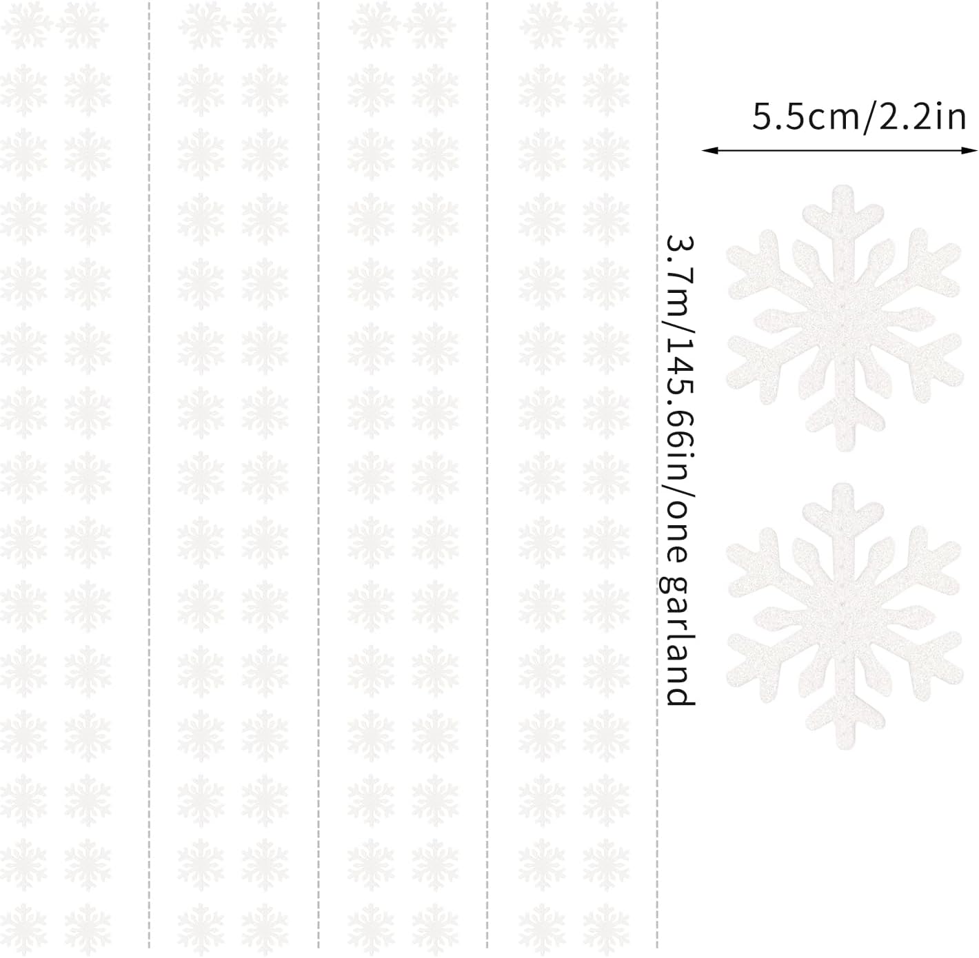 Snowflake-Snow White Christmas Party-Decoration Garland - 52ft Frozen Winter Wonderland Ornaments Hanging Paper Streamers,New Years Birthday Baby Shower Wedding Holiday Classroom Ceiling Decor Hugfond