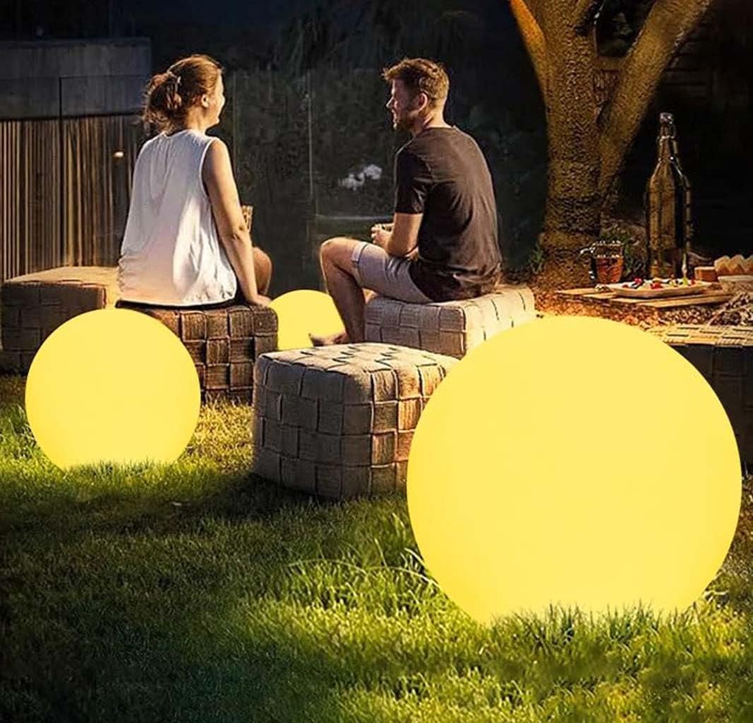 50CM/20-inch Large LED Globe Orb Light, Rechargeable LED Ball Light, Dimmable 16 RGB Colors Globe Floor Lamp w/Remote, Indoor/Outdoor Waterproof Glowing Orb Mood Lamp for Home Garden Patio Party