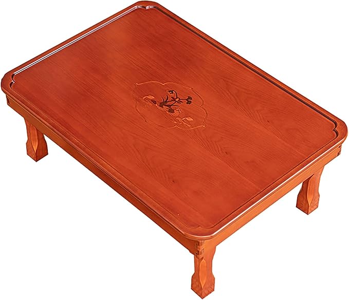Folding Table Low Wooden Dining Table, Hand-Painted Korean Tatami Tea Room Table by Unknown