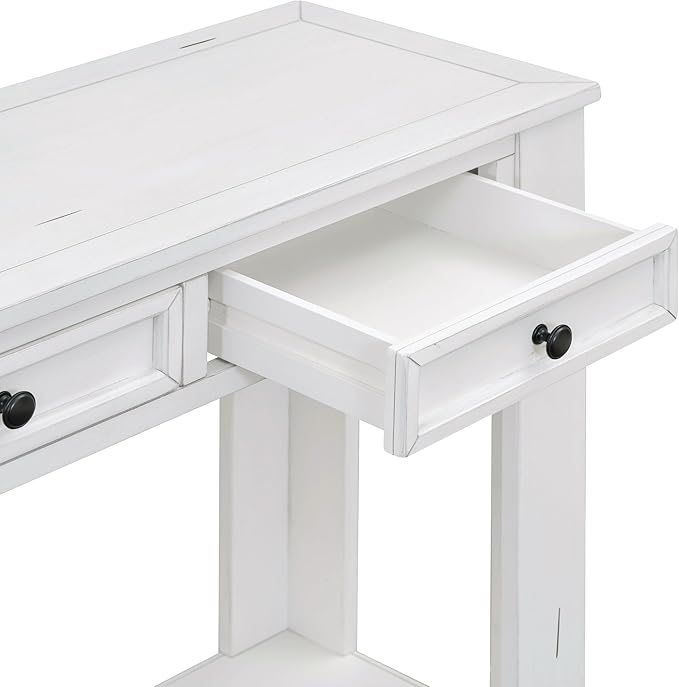 LKTART White Console Table, Solid Wood Sofa Table - Image 8