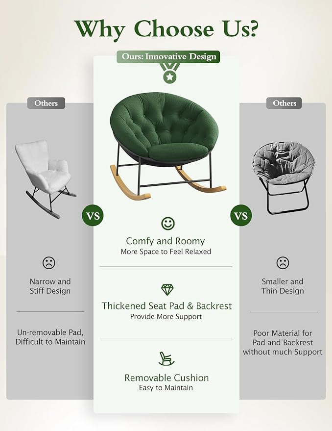 Kidirect Wide Rocking Chair Nursery, Comfy Saucer Nursery Rocking Chairs - Image 6