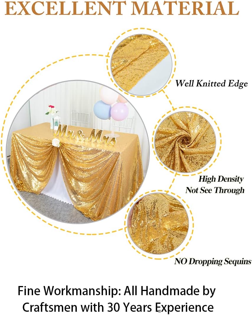 ShinyBeauty Sequin Tablecloth 72x72-Inch Gold Square Sequin Table Cover Glitter Table Cloth Christmas Table Linens for Wedding Party Halloween Thanksgiving Xmas New Year Decor -191008s (72x72-Inch)