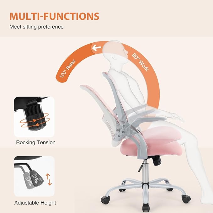 Sweetcrispy Home Office Computer Desk Chair, Ergonomic Mid-Back Mesh Rolling - Image 5