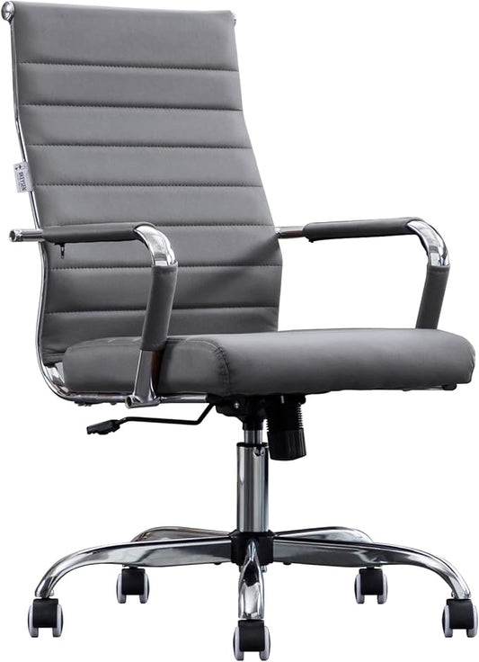 Home Office Chair Ribbed, Modern Leather Conference Room Chairs, Ergonomic by BOWTHY