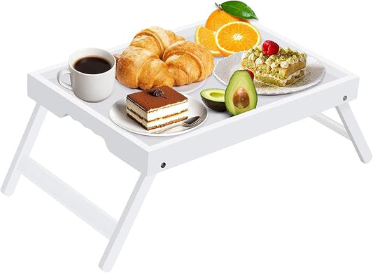 Artmeer Bed Tray Table with Folding Legs, Bamboo Breakfast in Bed by Artmeer