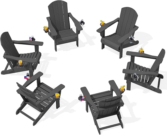 SERWALL Foldable Adirondack Chair Set of 6, HDPE Adirondack Chair by SERWALL