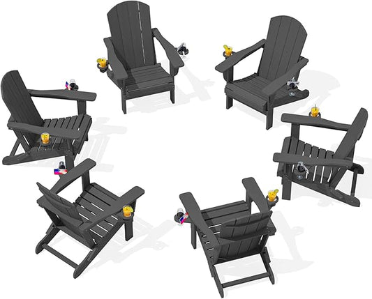 SERWALL Foldable Adirondack Chair Set of 6, HDPE Adirondack Chair by SERWALL