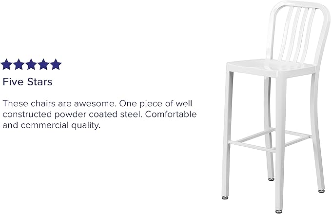 Flash Furniture Gael Commercial Grade 2 Pack 30" High White Metal - Image 6