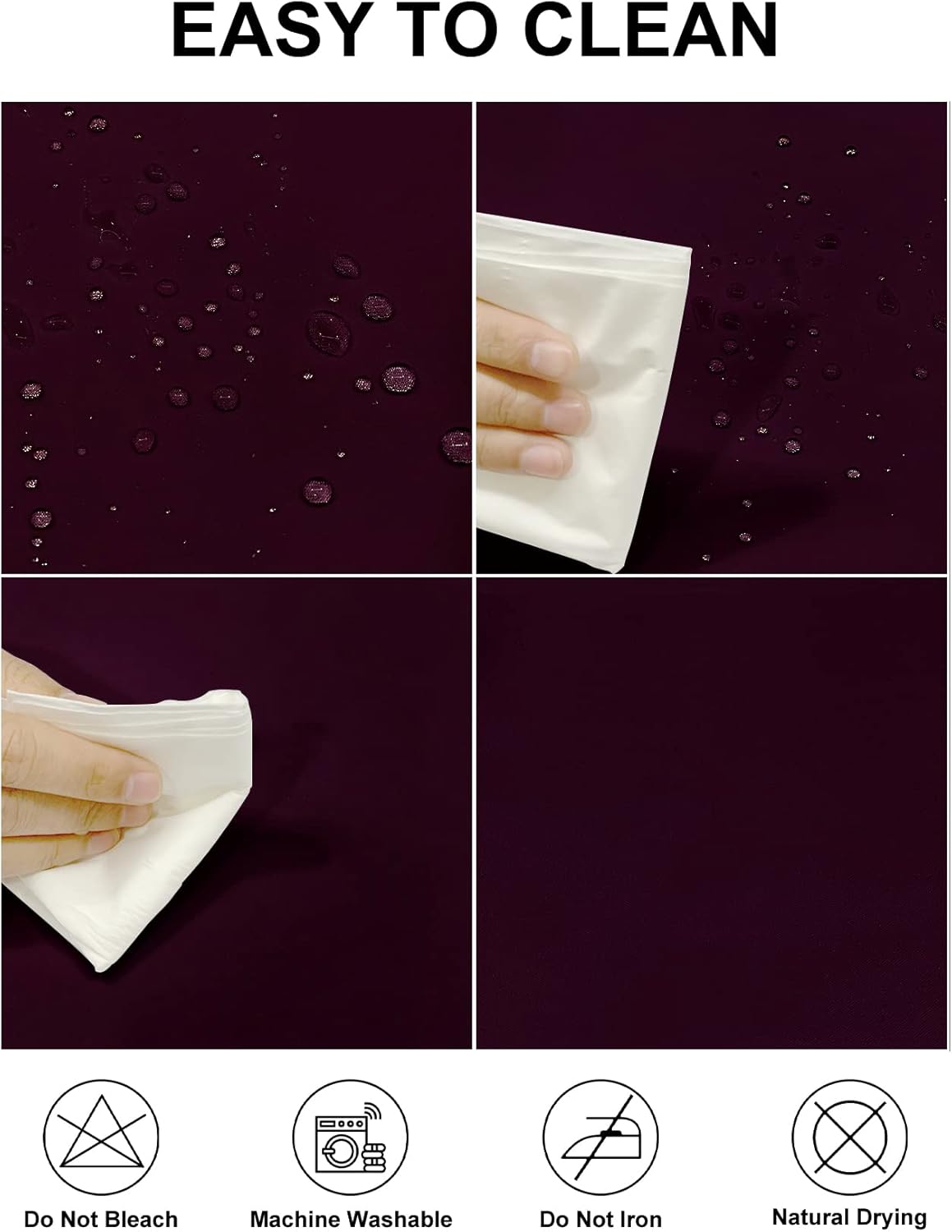 Fokitut 2 Pack Waterproof Round Tablecloth, 90 Inch, Stain Resistant and Wrinkle Polyester Table Cloth, Fabric Table Cover for Kitchen Dining, Wedding, Party, Holiday Dinner-Eggplant