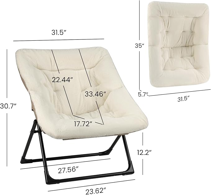 Comfy Saucer Chair for Adults, Soft Faux Fur Bedroom Chair, Accent Dorm Chairs - Image 3