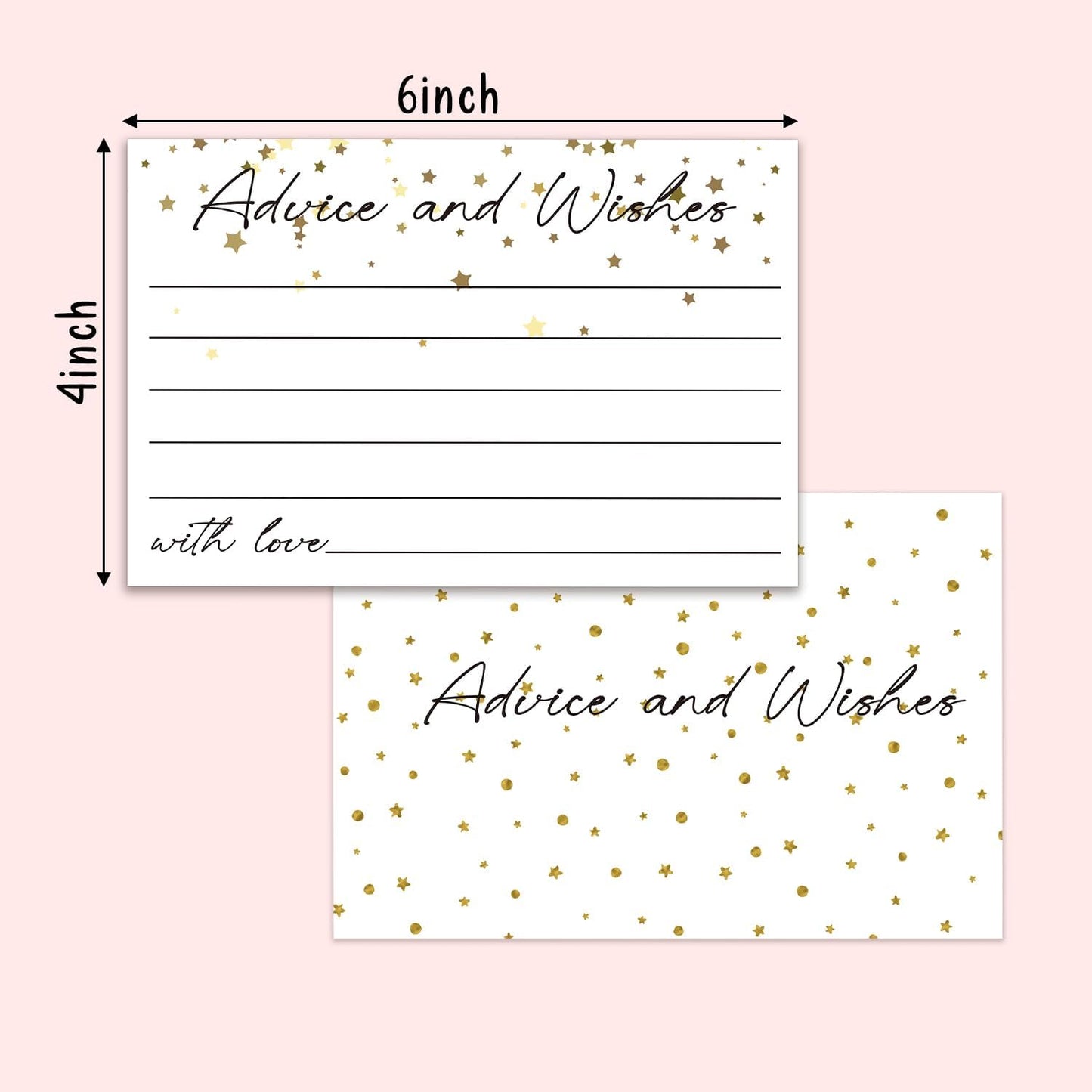 Advice and Wishes Cards, Double-sided Blank Cards with Star Suitable for Wedding Reception, Bridal Showers, Mr and Mrs, Baby Shower, Graduation, Pack of 25-05