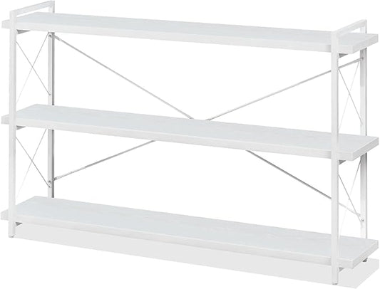 HCHQHS Bookshelf, 3-Tier Long Industrial Bookcase, Freestanding Horizontal by HCHQHS