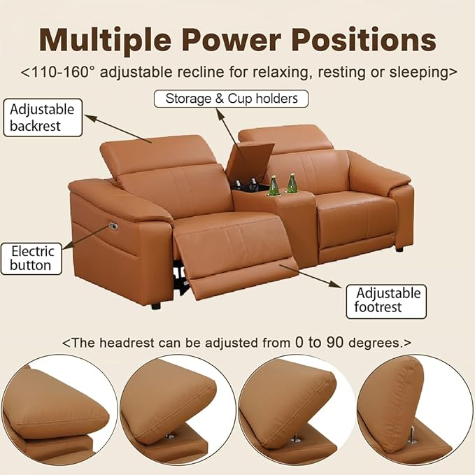 Power Recliner Sofa Set, Reclining Sectional Sofa Couch - Image 3