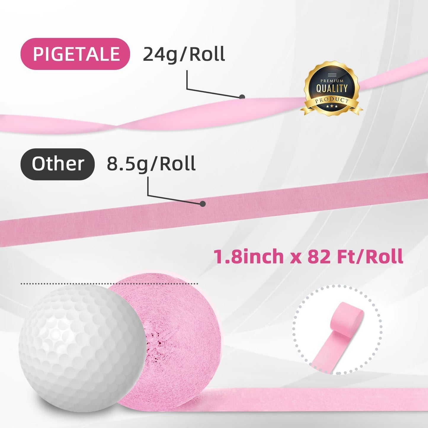 Crepe Paper Streamers, 8 Rolls 656ft Party Streamers, Pack of 8 Pastel Colors Crepe Paper for Kids Girls Birthday Party Supplies Wedding Bridal Baby Shower Decorations (1.8Inch x 82Ft/Roll)