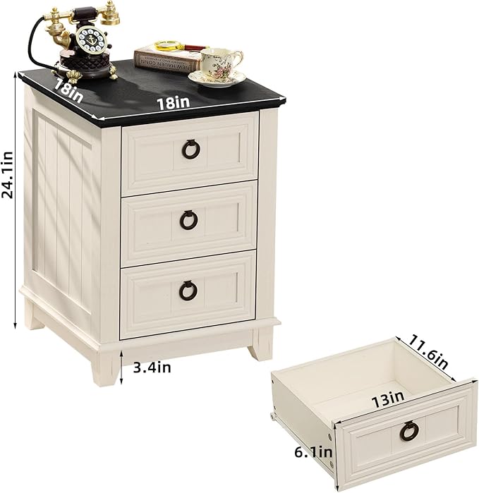 Joaxswe Farmhouse Night Stand Set of 2, Dresser - Image 3