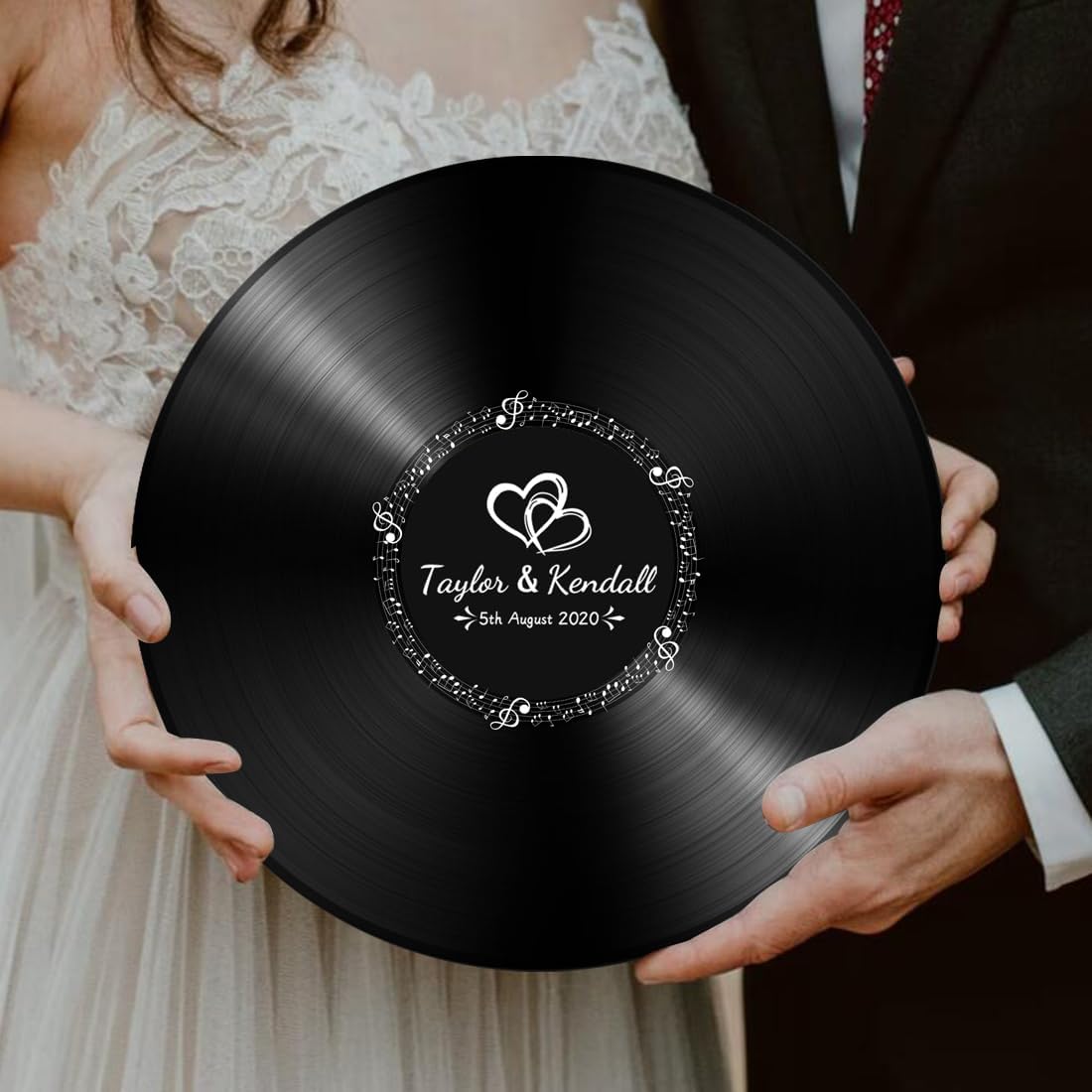 Personalized Vintage Record Guest Book Sign Custom Name Date Rustic Wedding Guest Book Alternative Unique Guest Book for Wedding Anniversary (Style 8)