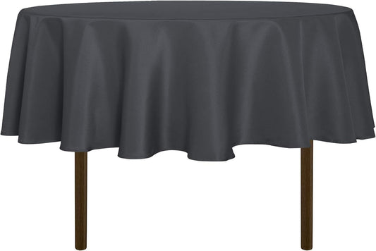 sancua Round Tablecloth - 80 Inch - Water Resistant Spill Proof Washable Polyester Table Cloth Decorative Fabric Table Cover for Dining Tables, Buffet Parties and Camping, Grey
