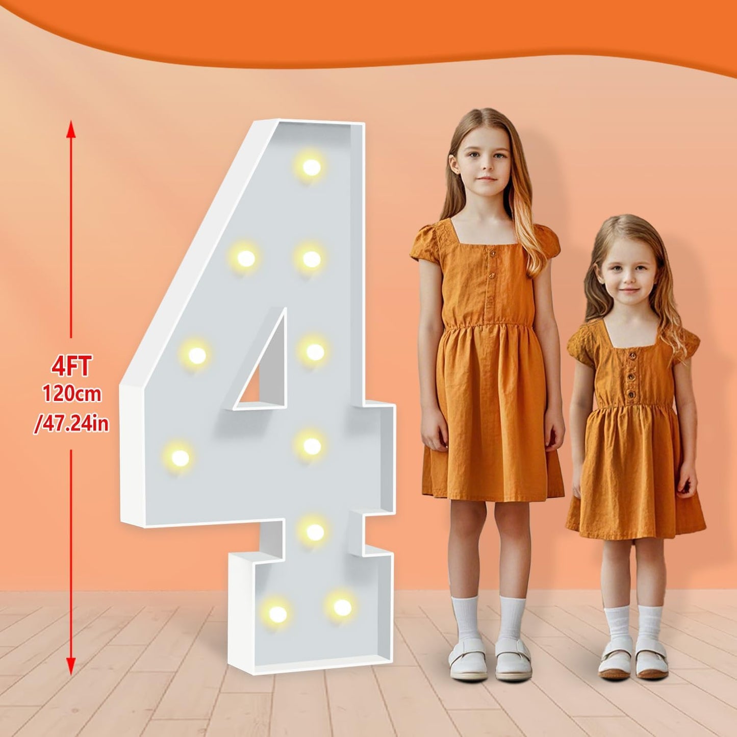 Marquee Numbers, 4 Feet Tall Light Up Numbers 4, Large Birthday Decorations Party Decor Anniversary Event Graduation Decoration for Boys Girls Teens Men Women