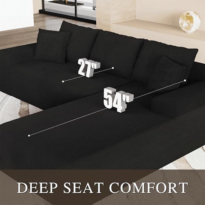 96" L Shaped Modular Sectional Sofa, Boneless Cloud Couch - Image 3