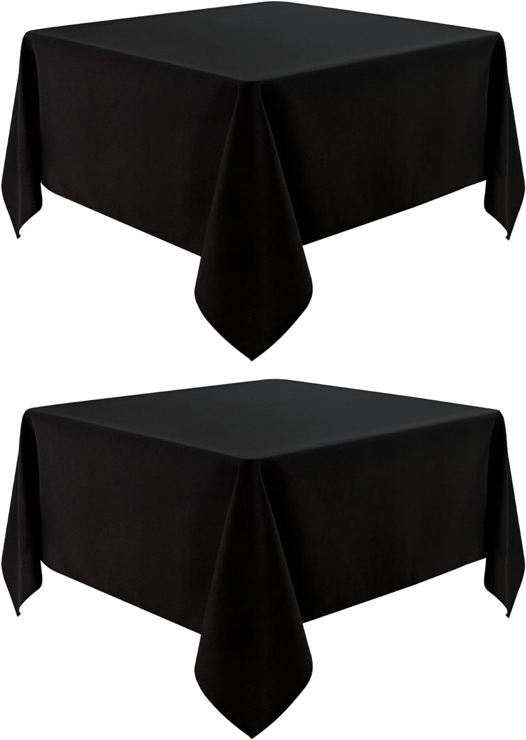 2 Pack Square Table Cloth 60X60 Inch Black Washable Fabric Tablecloth Polyester Solid Dining Table Cover for Birthday Party Dinner Holiday Outdoor Indoor