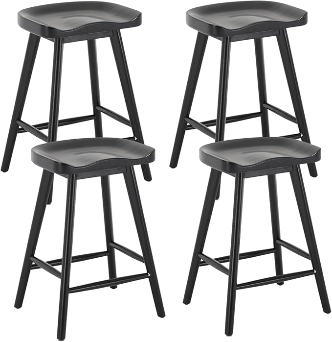 LukeAlon 24.25" Classic Counter Height Wood Barstools Set of 6 Wooden Ergonomic - Image 7
