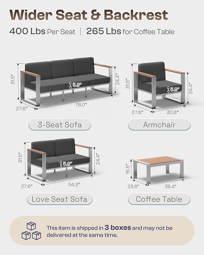 Aluminum Patio Furniture Set, 5 Seats Outdoor Patio Conversation Sets - Image 6