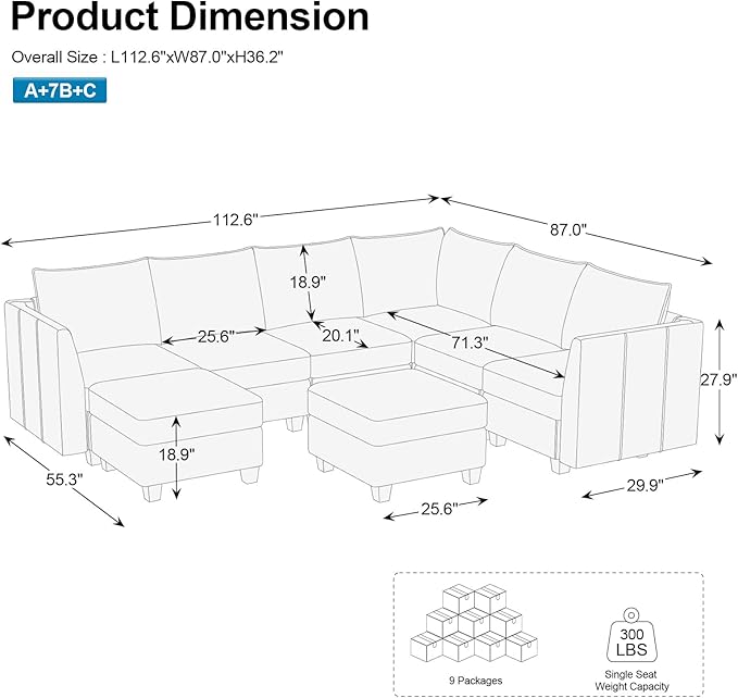 Belffin Modular Sectional Sofa U Shaped Couch - Image 2