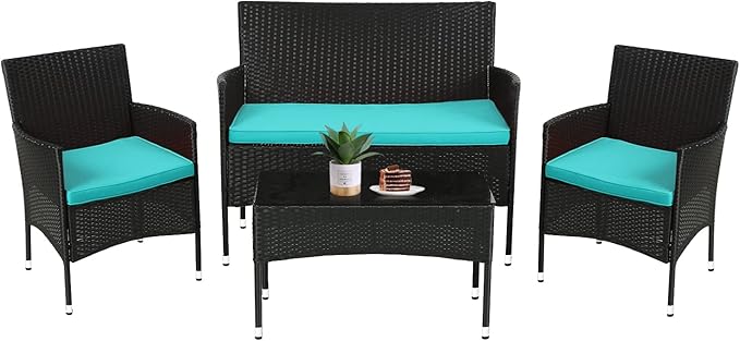 FDW Rattan Furniture Wicker Chair Patio Bristo Set by FDW