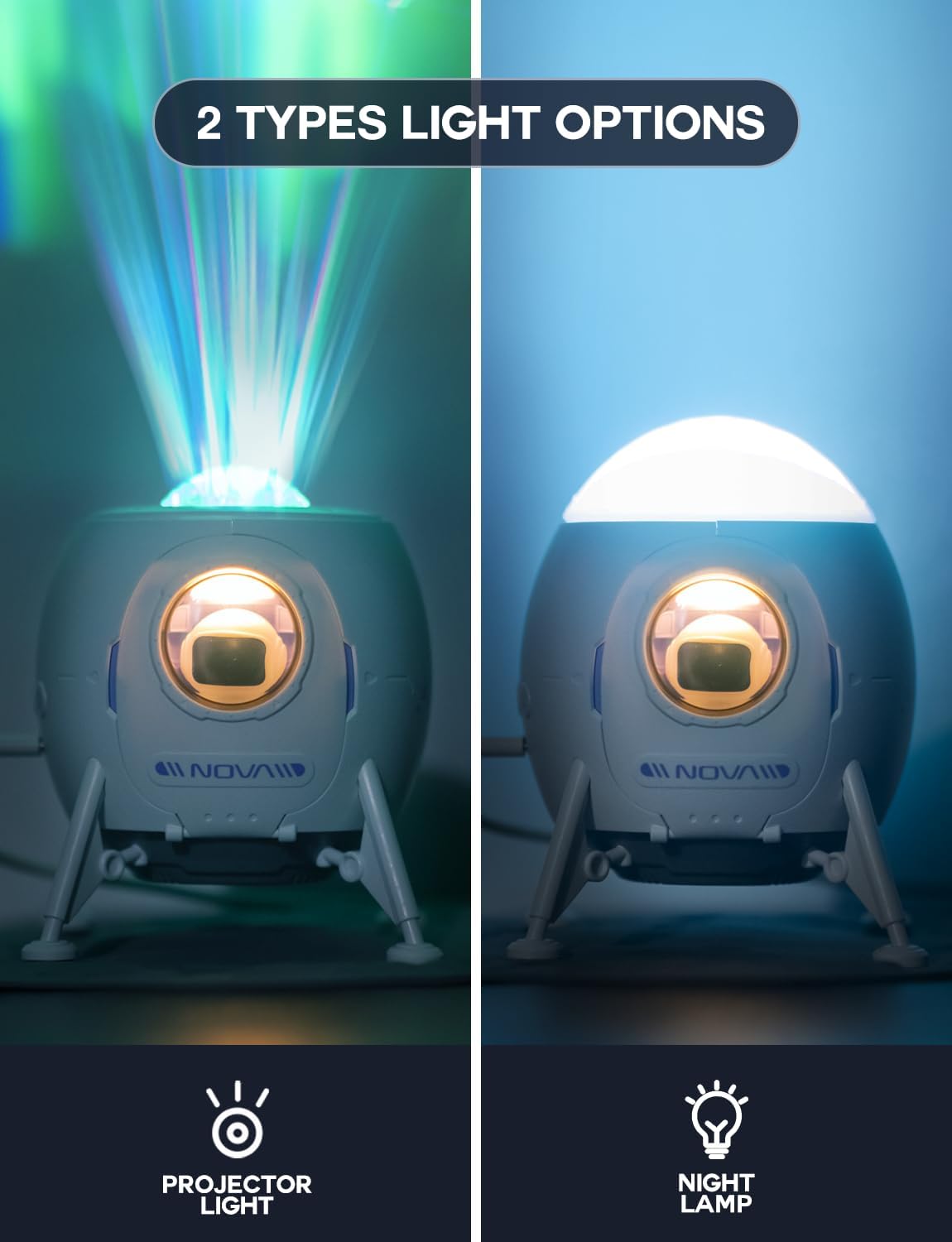 Lumoonosity Astronaut Projector - Aurora Borealis Light Projector for Moon Spacecraft Astronaut Decor - USB Powered Astronaut Space Northern Lights Projector - Space Projector for Bedroom, Game Room