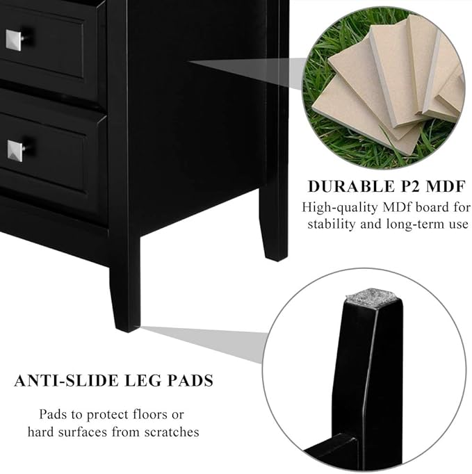 Bonnlo Upgraded Black Nightstand - Image 5