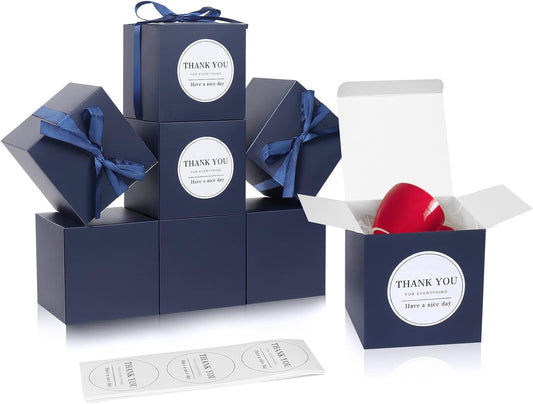 COTOPHER Small Gift Boxes 100 Pack 4x4x4 inches Navy Gift Boxes with Lids for Gifts, Crafting, Wedding Party Favor, Cupcake Boxes, Candy, Bridesmaids Proposal Box with Ribbons and Stickers (Navy, 100