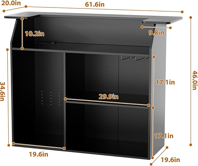 L-Shaped Home Bar Unit with Power Outlet, 4-Tier Corner Liquor Bar Cabinet with - Image 2