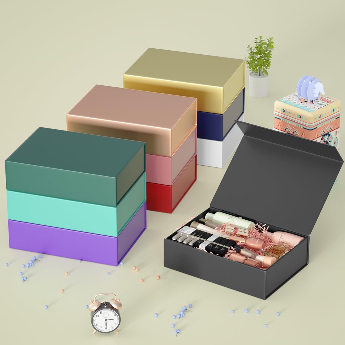 White Gift Box 11.9" x 8.5" x 3.3" with Magnetic Closure Lid for Presents,Bridesmaid Gifts Boxe,Cute Box,Birthday Gift,Luxury for Gift Packaging, Magnetic Gift Boxes for Wrapping Gifts